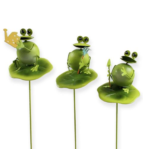 Floristik24 Grenouille décorative avec outil de jardinage sur la tige 6pcs