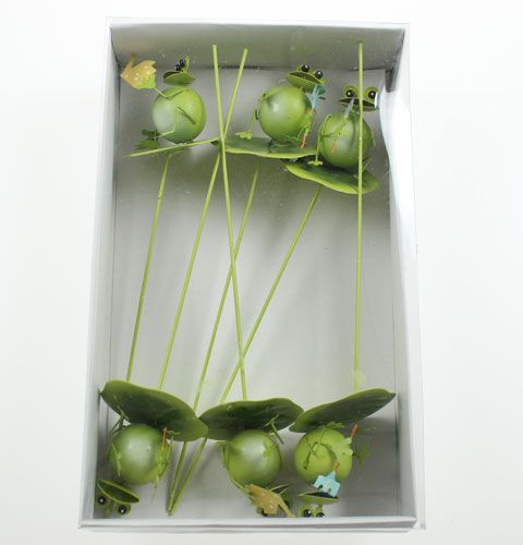 Floristik24 Grenouille décorative avec outil de jardinage sur la tige 6pcs