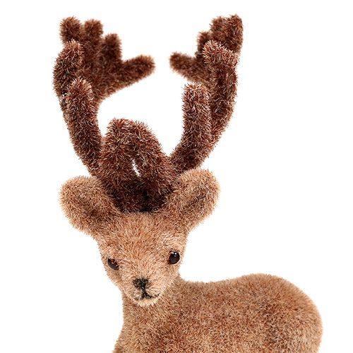 Article Déco cerf mini marron floqué 11cm 6 pcs