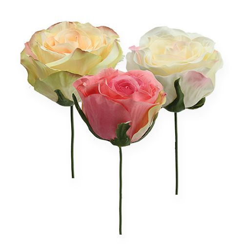 Floristik24 Têtes de roses artificielles Ø9cm 6pcs