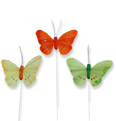 Papillons décoratifs sur le fil multicolore 8 cm-25901