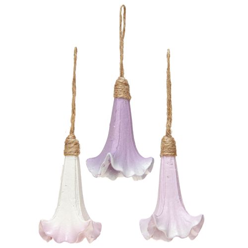 Floristik24 Suspension déco Campanule Violet Blanc Ø3.5cm H8cm 6pcs