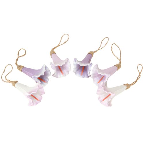 Article Suspension déco Campanule Violet Blanc Ø3.5cm H8cm 6pcs