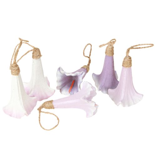 Article Suspension déco Campanule Violet Blanc Ø3.5cm H8cm 6pcs