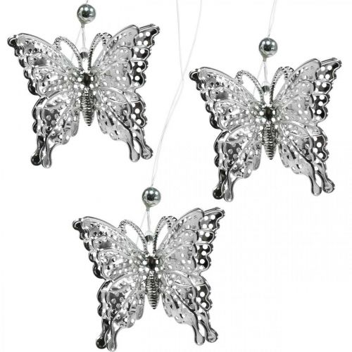 Floristik24 Papillon pendentif décoratif, décoration de mariage, papillon en métal, ressort 6pcs