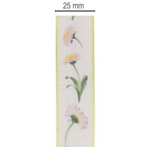 Ruban cadeau à motif floral Bellis, idéal pour les loisirs créatifs et l'emballage, 25 mm x 20 m | Floristik24.fr