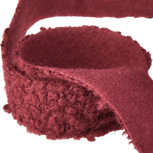 Article Ruban décoratif Bordeaux aspect laine large 40 mm 8 m