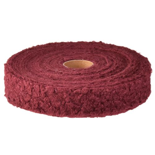 Article Ruban décoratif Bordeaux aspect laine large 40 mm 8 m