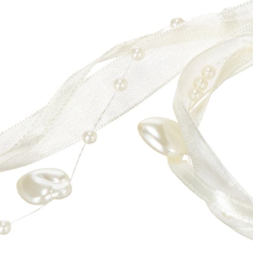 Article Ruban décoratif, crème, cœurs, perles, décoration de mariage, 10 mm, 5 m