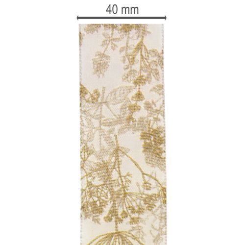 Ruban cadeau à motifs végétaux, ruban décoratif à l'aneth, 40 mm de large, 20 m de long | Floristik24.fr