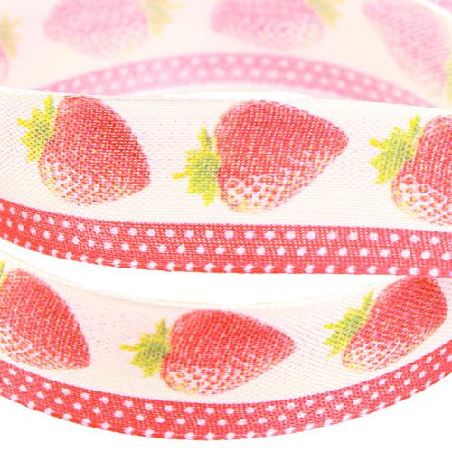 Article Ruban décoratif fraises ruban en tissu bords indéformables 25mm 15m