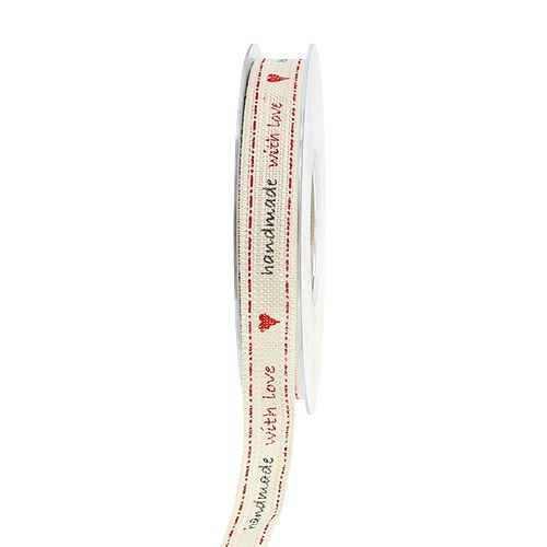 Floristik24 Ruban déco "fait main avec amour" 15mm 15m