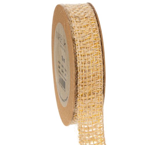 Floristik24 Ruban décoratif en jute, jaune naturel, 25 mm ; ruban décoratif rustique en jute, 10 m