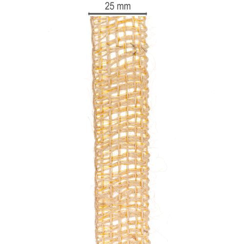 Article Ruban décoratif en jute, jaune naturel, 25 mm ; ruban décoratif rustique en jute, 10 m