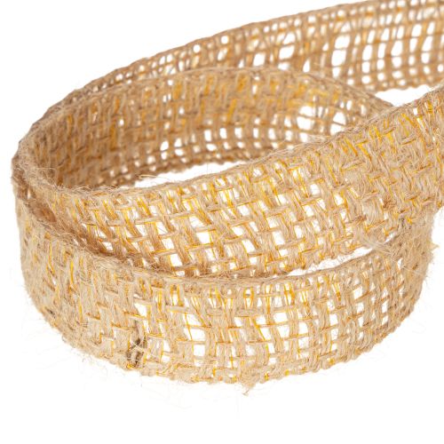 Article Ruban décoratif en jute, jaune naturel, 25 mm ; ruban décoratif rustique en jute, 10 m