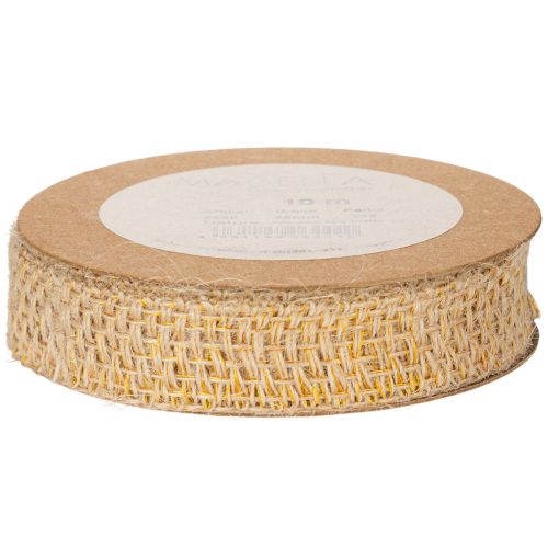 Article Ruban décoratif en jute, jaune naturel, 25 mm ; ruban décoratif rustique en jute, 10 m