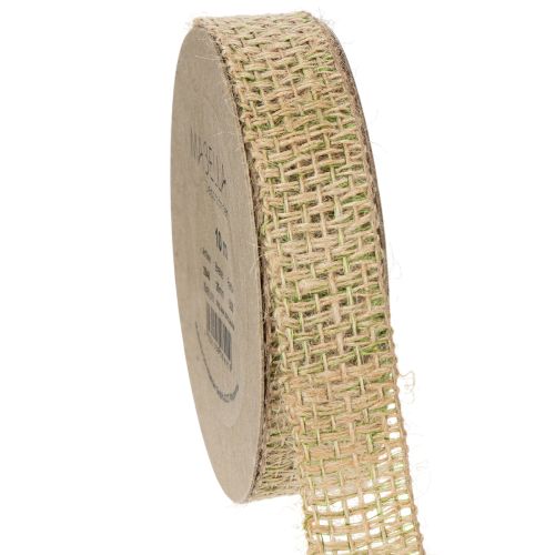 Floristik24 Ruban décoratif en jute vert naturel, largeur 25 mm, longueur 10 m