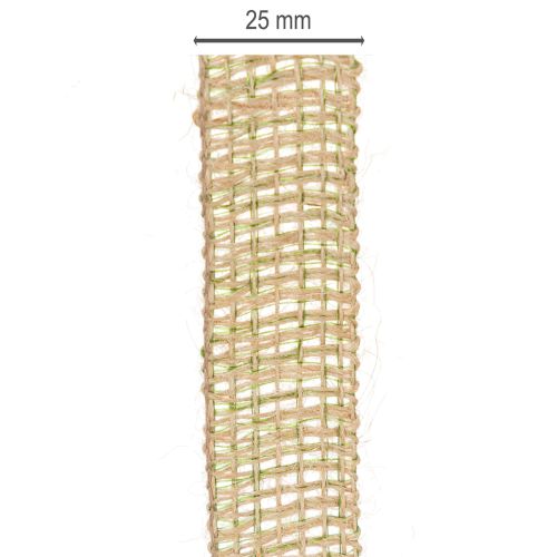 Article Ruban décoratif en jute vert naturel, largeur 25 mm, longueur 10 m