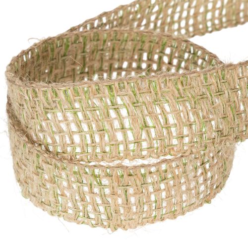 Article Ruban décoratif en jute vert naturel, largeur 25 mm, longueur 10 m