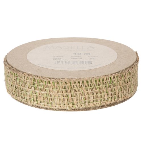 Article Ruban décoratif en jute vert naturel, largeur 25 mm, longueur 10 m