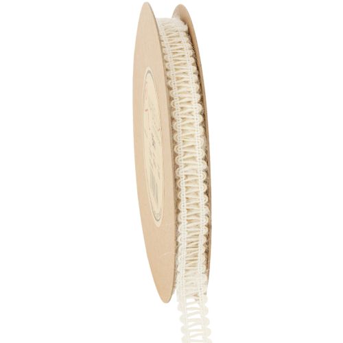 Floristik24 Ruban décoratif en jute, ruban cadeau naturel, blanc crème, 15 mm x 15 m