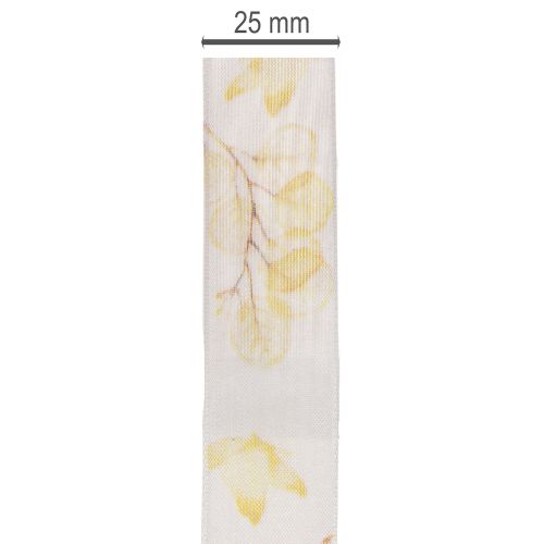Article Ruban décoratif en organza avec motif de brindilles de feuilles 25 mm x 20 m