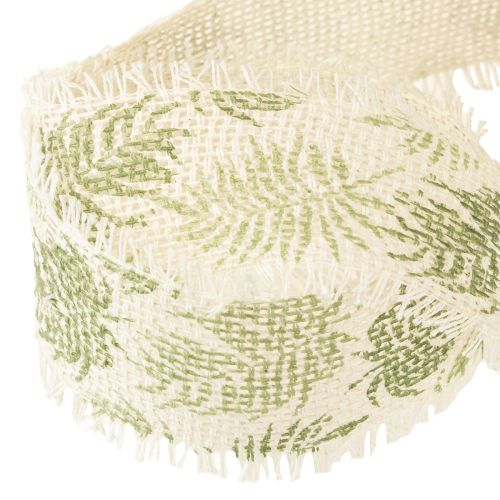 Article Ruban décoratif feuilles de jungle ruban coton vert 30 mm 15 m