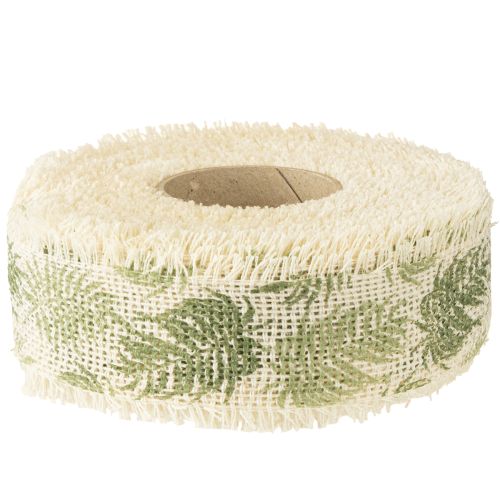 Article Ruban décoratif feuilles de jungle ruban coton vert 30 mm 15 m