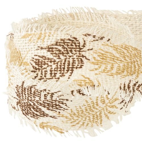 Article Ruban décoratif feuilles tropicales ruban coton marron 30mm 15m