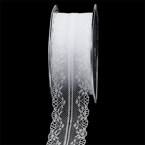 Ruban décoratif en dentelle blanche 40 mm 20 m