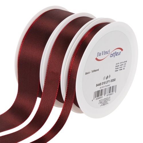 Ruban décoratif en taffetas rouge, largeurs variées, 50 m acheter | Floristik24.fr