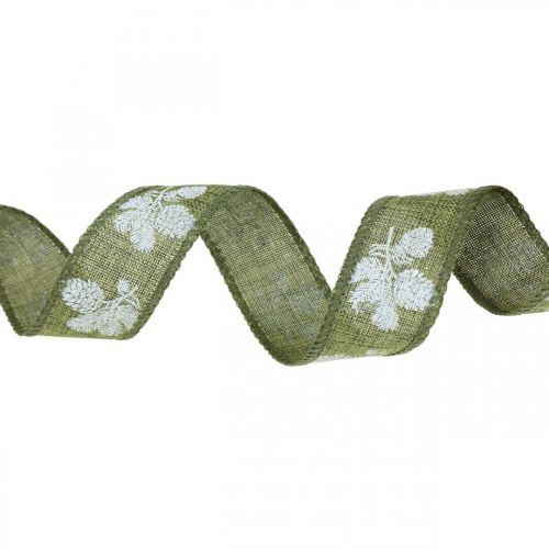 Floristik24 Ruban déco cônes de Noël ruban cadeau vert 25mm 15m
