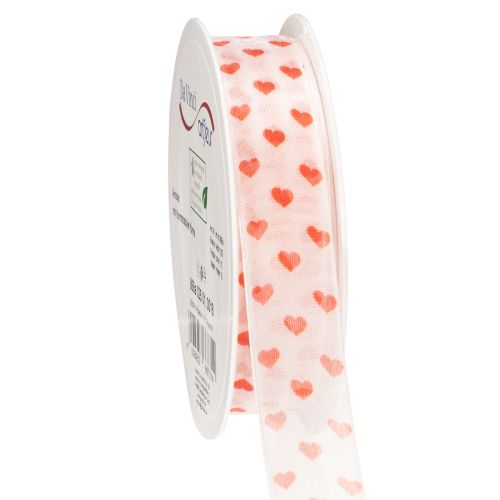 Ruban cadeau à motifs de cœurs, idéal pour des emballages créatifs et des cadeaux personnalisés, 2,5 cm de large, 15 m de long