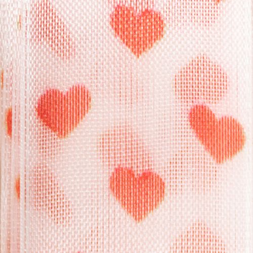 Article Ruban cadeau à motifs de cœurs, idéal pour des emballages créatifs et des cadeaux personnalisés, 2,5 cm de large, 15 m de long