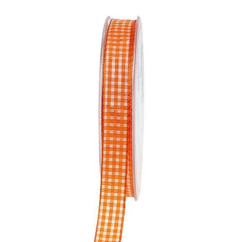 Ruban décoratif à carreaux orange 1.5cm 20m