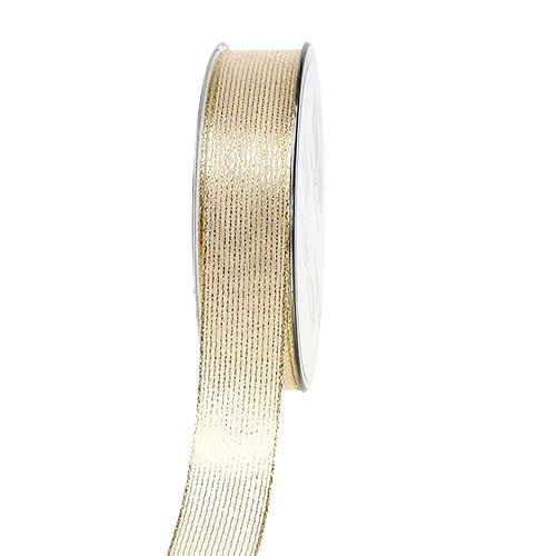 Ruban déco à rayures lurex doré clair 25mm 20m acheter | Floristik24.fr