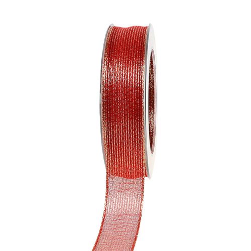 Ruban déco à rayures lurex rouge 25mm 20m acheter | Floristik24.fr