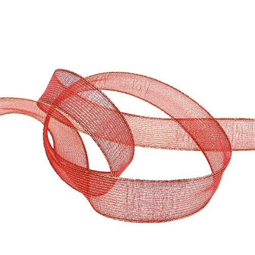 Ruban déco à rayures lurex rouge 25mm 20m | Floristik24.fr