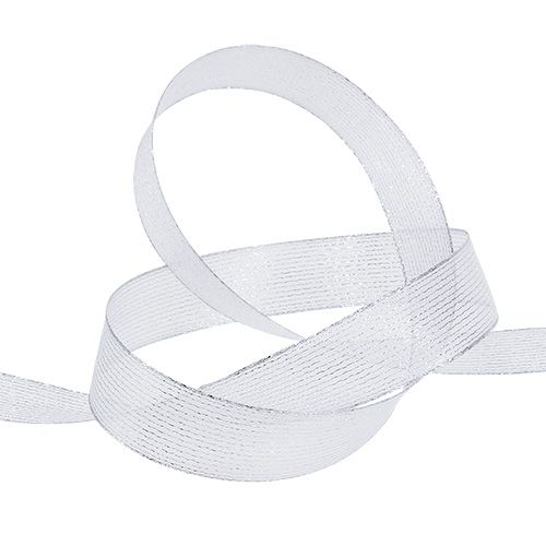 Ruban déco rayures lurex argent 25mm 20m | Floristik24.fr