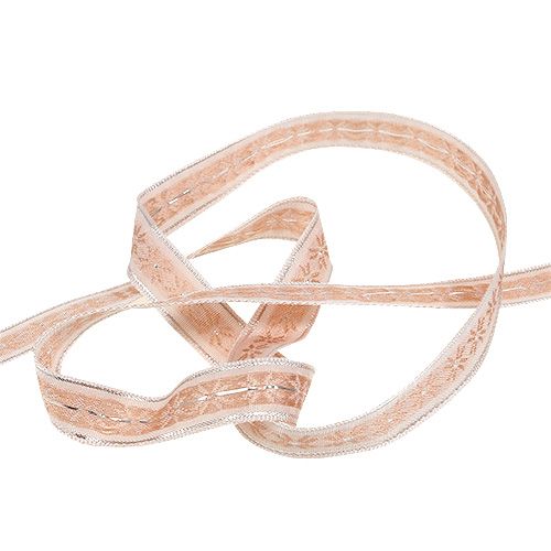 Floristik24 ruban décoratif avec motif rose 15mm 20m