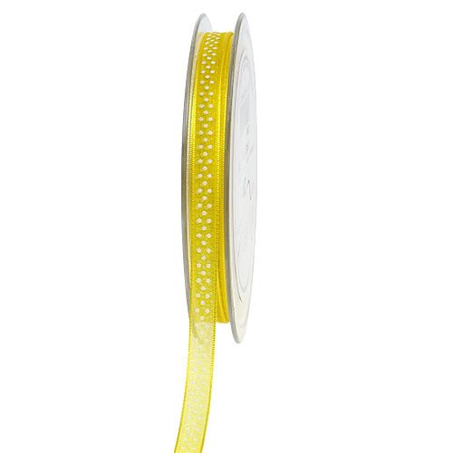 Floristik24 Ruban décoratif à pois jaune 7mm 20m