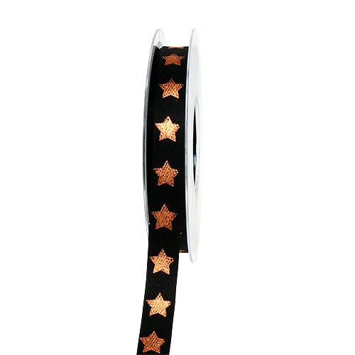 Floristik24 ruban décoratif avec décor étoile noir 15mm 20m