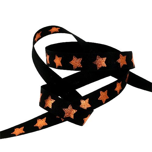Floristik24 ruban décoratif avec décor étoile noir 15mm 20m