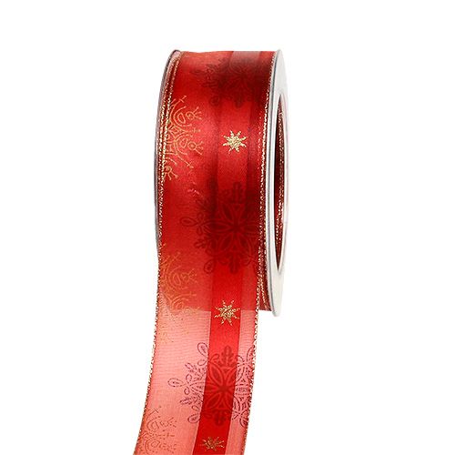 Floristik24 Ruban décoratif avec bord indéformable rouge 40mm 20m