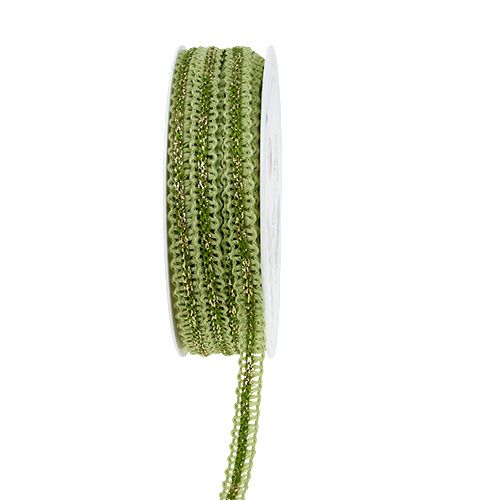 Ruban déco étroit vert avec fil 8mm 15m