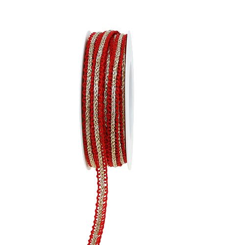 Floristik24 Ruban déco étroit rouge avec fil 8mm 15m