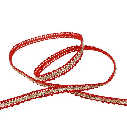 Floristik24 Ruban déco étroit rouge avec fil 8mm 15m
