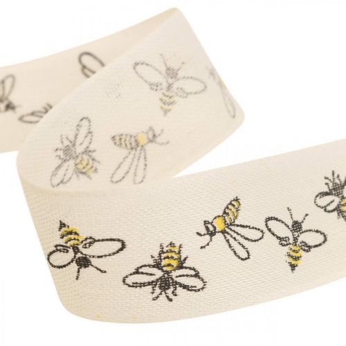Floristik24 Ruban déco abeilles crème ruban 25mm 18m