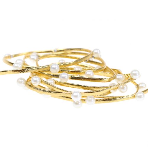 Floristik24 Ruban décoratif or avec perles 10mm 8m