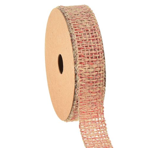 Floristik24 Ruban décoratif ruban de jute pour décoration rouge naturel 25mm 10m